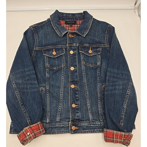 Talbots Tartan Lined Jean Jacket Judy Wash L Preppy Quiet Luxury Coastal - Picture 2 of 12